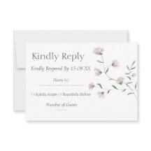Minimalist Blush Floral Elegant Wedding RSVP Cards