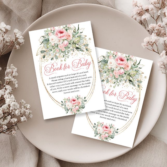 Minimalist Blush Floral Eucalyptus Book Request Enclosure Card (Minimalist Blush Floral Eucalyptus Book Request)