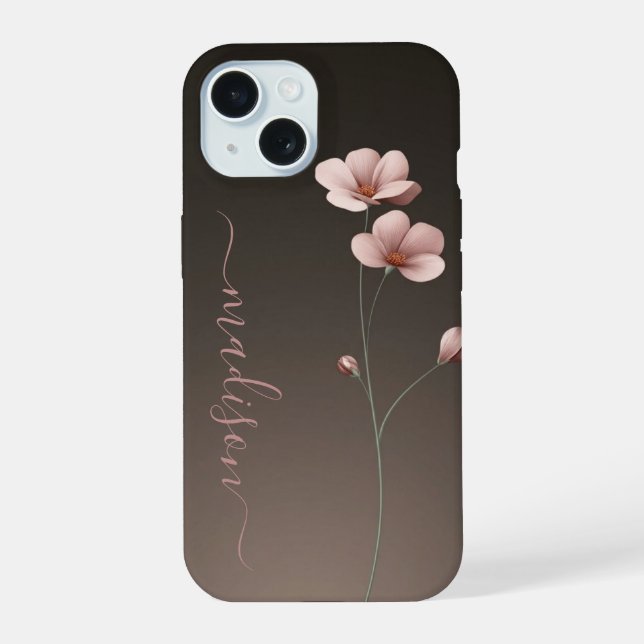 Minimalist Blush Floral Stem iPhone Case (Back)