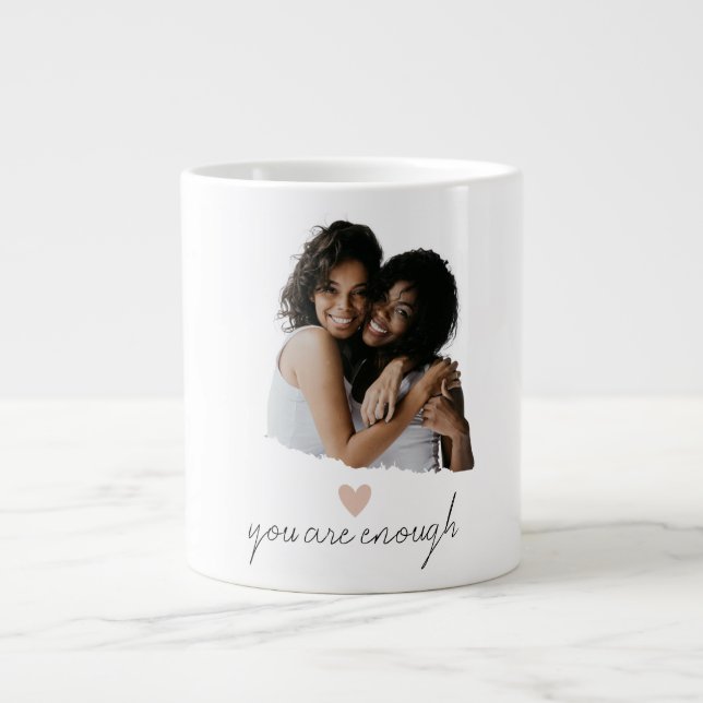 Minimalist Blush Heart Mug – You Are Enough (Front)