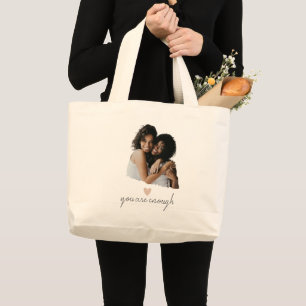 Minimalist Blush Heart – You Are Enough -  Large Tote Bag