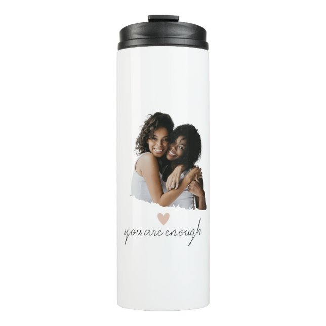 Minimalist Blush Heart  – You Are Enough Thermal Tumbler (Front)