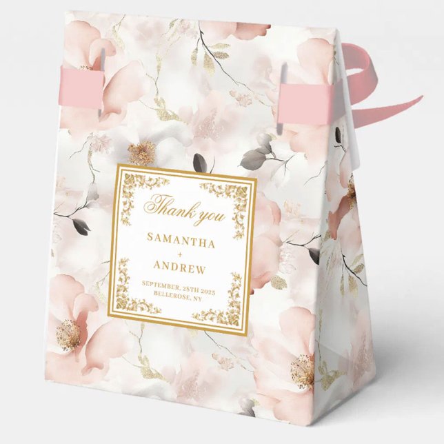 Minimalist Blush Ivory Gold Wedding Thank You Box (Minimalist Blush Ivory Gold Wedding Thank You Box)