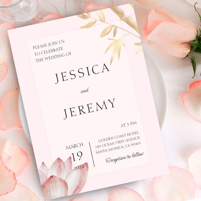 Minimalist Blush Japanese Bamboo Asian Wedding Invitation (Minimalist Blush Japanese Bamboo Asian Wedding Invitation)
