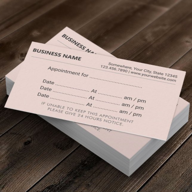 Minimalist Blush Pink Appointment Reminder Card (Creator Uploaded)