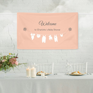 Minimalist Blush Pink Baby Girl Shower Welcome  Banner