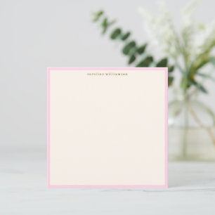 Minimalist Blush Pink Border Name Stationery Cute Card
