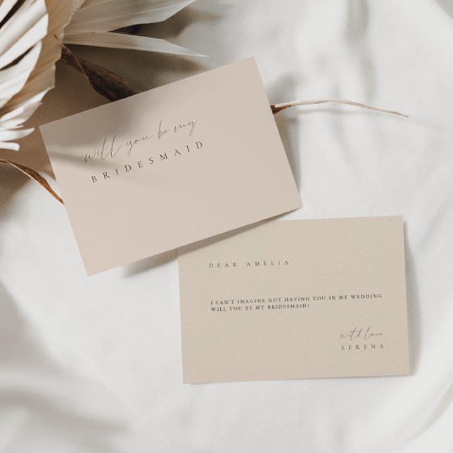 Minimalist Blush Pink Bridesmaid Proposal Card (Creator Uploaded)