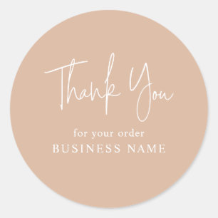 Minimalist Blush Pink Business Thank You Packaging Classic Round Sticker