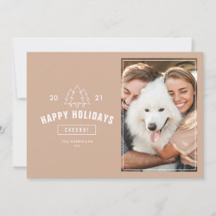 Minimalist Blush Pink Couple Multi Photo Dog Holiday Card