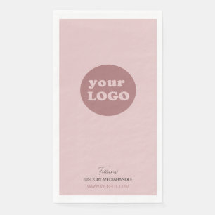 Minimalist Blush Pink Custom Business Logo Napkin
