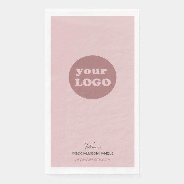 Minimalist Blush Pink Custom Business Logo Napkin (Front)