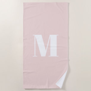 Minimalist blush pink custom monogram initial beach towel