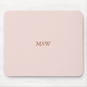 Minimalist blush pink custom monogram initials mouse mat