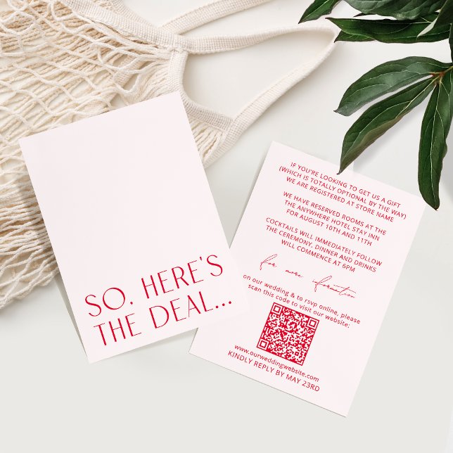 Minimalist Blush Pink Details Card & RSVP QR Code (Creator Uploaded)