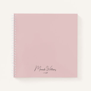 Minimalist Blush Pink Handwritten Custom Name Notebook