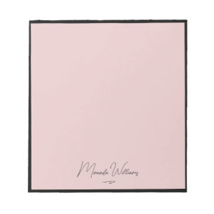Minimalist Blush Pink Handwritten Custom Name Notepad