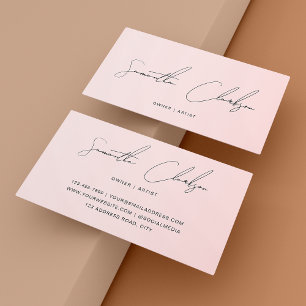 Minimalist Blush Pink Handwritten Script Business Card