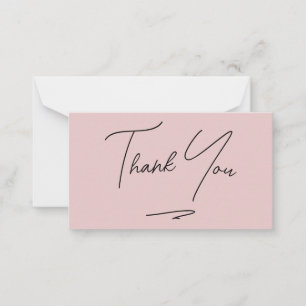 Minimalist Blush Pink Handwritten Script Thank You Card