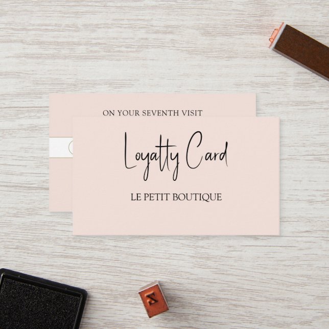 Minimalist Blush Pink Loyalty Card  (Front/Back In Situ)