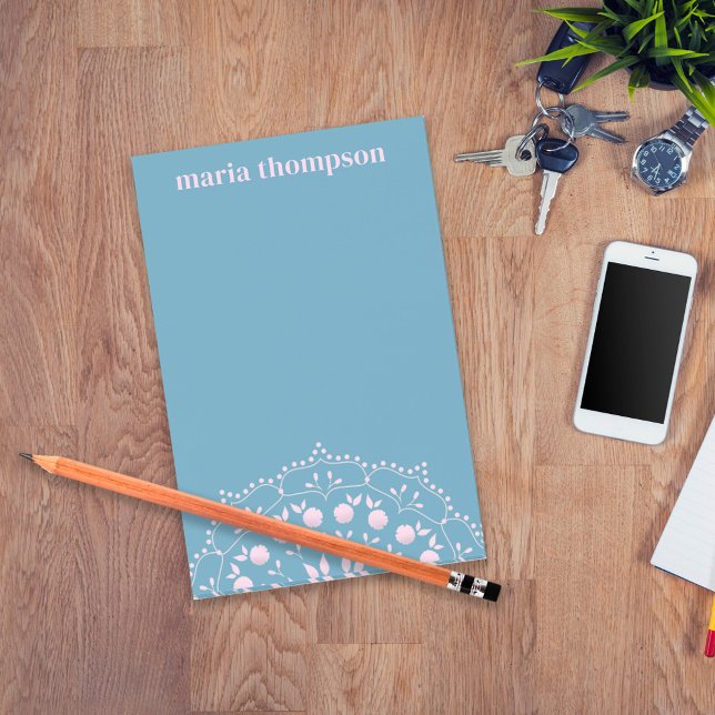 Minimalist Blush Pink Modern Blue Custom Post-it Notes (Creator Uploaded)