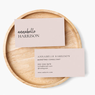 Minimalist Blush Pink Modern Elegant Script Business Card