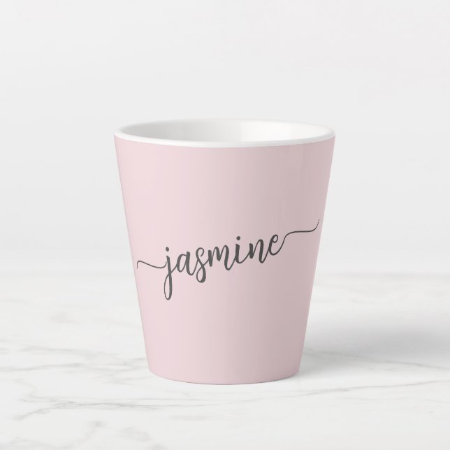 Minimalist Blush Pink Monogram Name Signature Latt Latte Mug (Front)