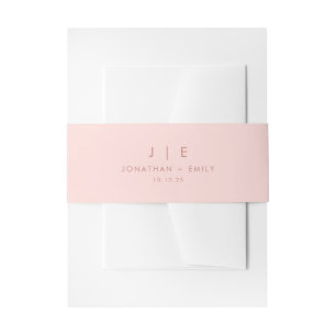 Minimalist Blush Pink Monogram Wedding Invitation Belly Band