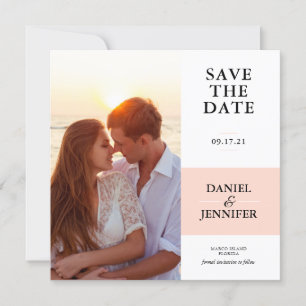 Minimalist Blush Pink Photo Wedding Save The Date