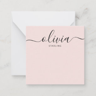 Minimalist Blush Pink Script Modern Girly Custom Card