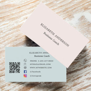 Minimalist Blush Pink Seafoam Muted Sage Business Card