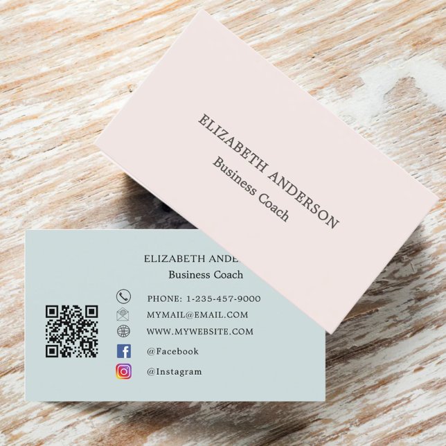 Minimalist Blush Pink Seafoam Muted Sage Business Card (Creator Uploaded)