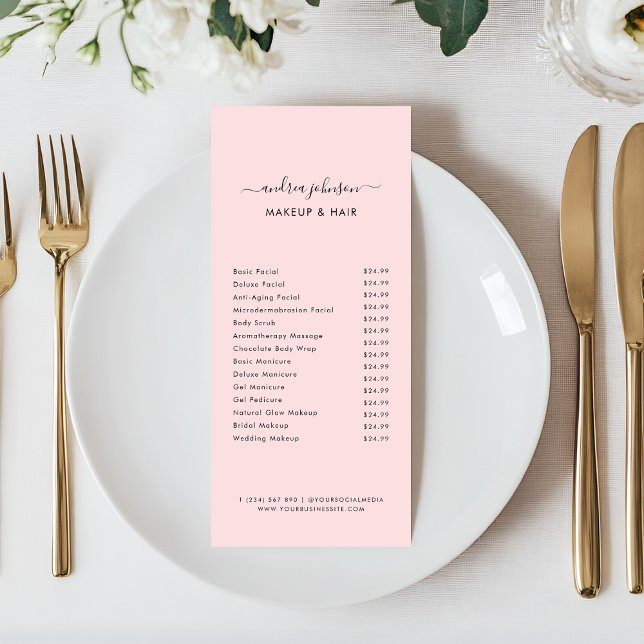 Minimalist Blush Pink Services Menu Price List (Creator Uploaded)