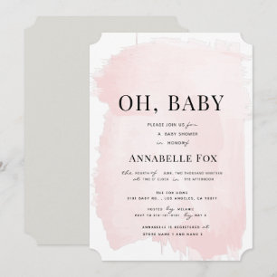 Minimalist Blush Pink Watercolor Baby Shower Invitation