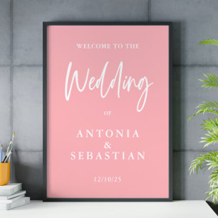 Minimalist Blush Pink Wedding Welcome Poster