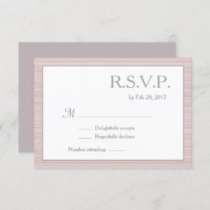 Minimalist blush pink white grey stripes rsvp invitation