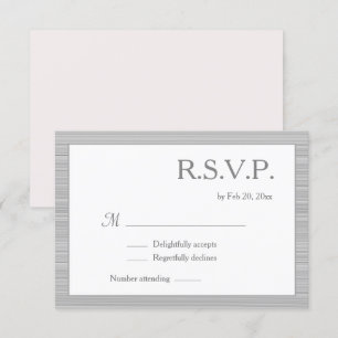 Minimalist Blush Pink White Grey Stripes RSVP Invitation