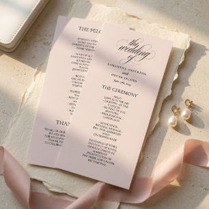 Minimalist Blush Wedding Program Elegant Script Menu