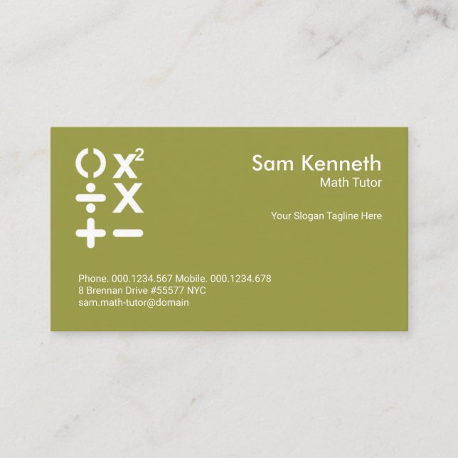 Minimalist BODMAS Symbol Math Tutor Business Card (Front)