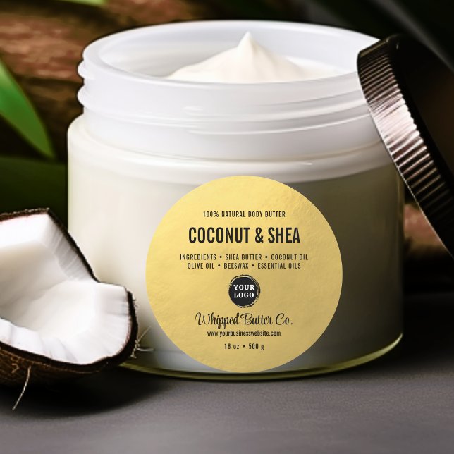 Minimalist Body Butter Gold Business | LOGO Classic Round Sticker (Minimalist Body Butter Gold Business  LOGO Classic Round Sticker)