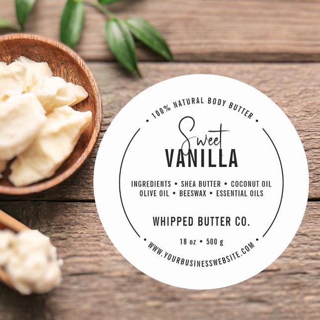 Minimalist Body Butter Small Business Black | LOGO Classic Round Sticker (Minimalist Body Butter Small Business Black  LOGO Classic Round Sticker)