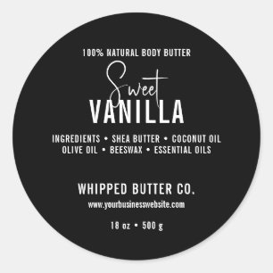 Minimalist Body Butter Small Business Black   LOGO Classic Round Sticker