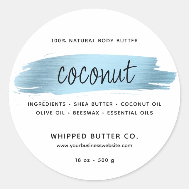 Minimalist Body Butter Small Business Blue Classic Round Sticker (Front)