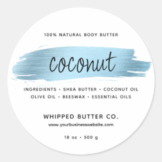 Minimalist Body Butter Small Business Blue Classic Round Sticker
