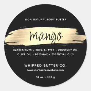 Minimalist Body Butter Small Business Gold Black Classic Round Sticker