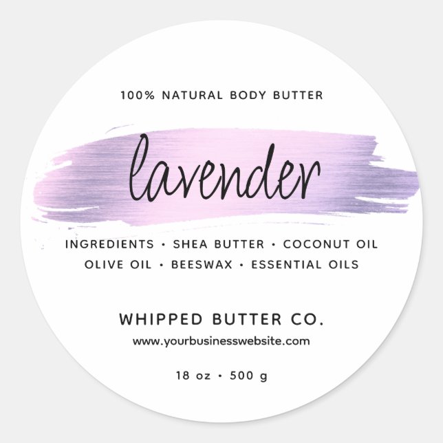 Minimalist Body Butter Small Business Lavender Classic Round Sticker (Front)