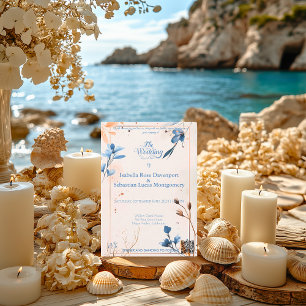 Minimalist Bohemian Dusty Blue and Copper Wedding Invitation