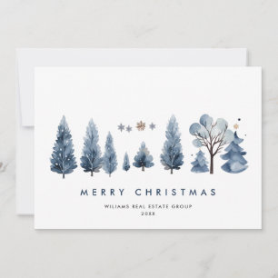 Minimalist Bohemian Pine Tree Christmas Corporate Holiday Card