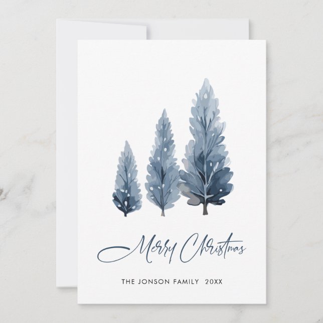 Minimalist Bohemian Pine Tree Christmas Greeting Holiday Card (Front)