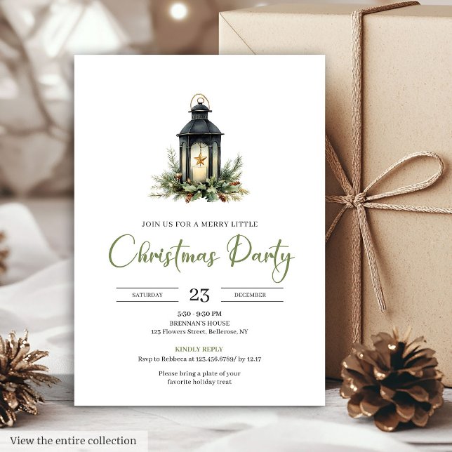 Minimalist Bohemian Pine Wreath Watercolor Holiday Invitation (Minimalist Bohemian Pine Wreath Watercolor Holiday Invite)